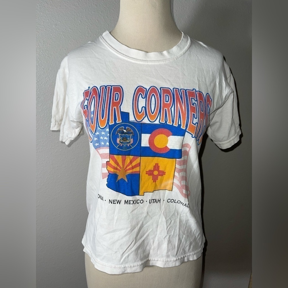 Vintage Gildan Four Corners 1999 white Short Sleeve T-Shirt Cotton youth med